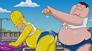 Homer Simpson And Peter Griffin Sexy Car Wash