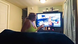 Part 1 Horny bitch masturbates to her own video