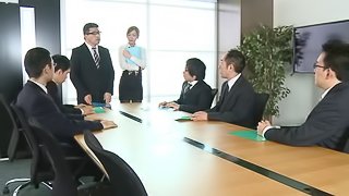 Shy Japanese assistant getting gangbanged at the office in a reality shoot