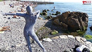 Flexi Zentai On The Beach - Watch4Fetish