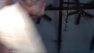 Large dildo makes str8 studs hungry juicy hole drip and gape on glass table