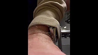 Flashing huge Dick in crouded gym