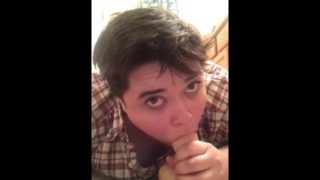 cutie throating his dildo