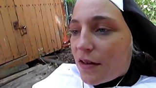 Naughty nun loves cock and cum