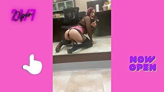 Femboy Crossdressing Tranny Plays with ass and hard cock - begs for daddys dick Domme mommy