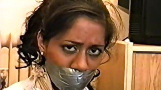 Indian girl wrap gagged and bound