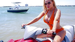 Big Tits Blonde Rides Waves and Cock at...