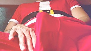 Jerk off Loud Santa Daddys Cock in Pants