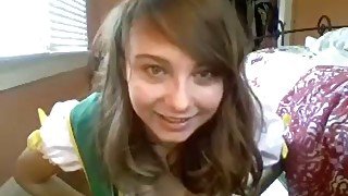 Cute and a bit awkward webcam show by charming all natural teen