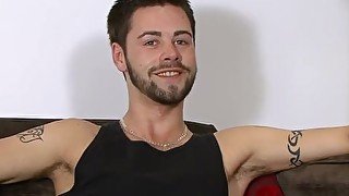 Interviewed British hunk Patrick Hill strokes cock solo