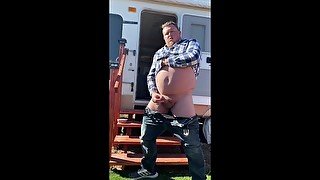 Horny Chubby Guy Cums in the Campground