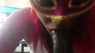 Masked Ebony Chick Swallow After Blowjob