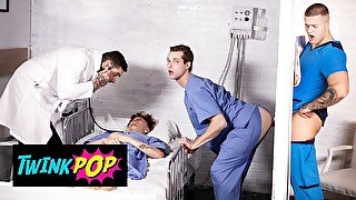 TWINKPOP - Twink Nurse Benjamin Blue Sucks Clark Delgaty's Big Cock Through A Gloryhole