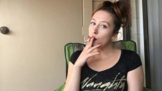 Sexy Naughty Goddess T Smoking Outside in Hot Tight Little Black T-Shirt