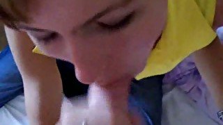 Furiously sucking my boyfriend's long hard dick while he films me