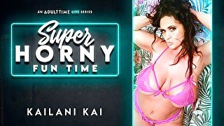 Stunning busty brunette Kailani Kai demonstrates her sex toy