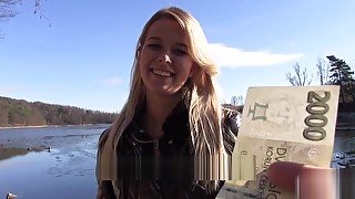 Euro Blonde Bangs Outdoors video starring Nikky Dream