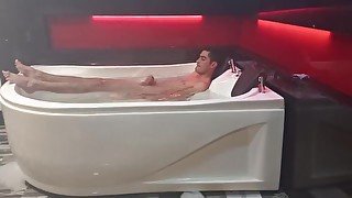 straight boy has orgasm and masturbates in jacuzzi