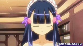 Virgin Japanese hentai maid hot riding cock