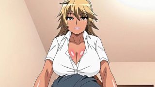 Big meloned anime babe licking fat cock