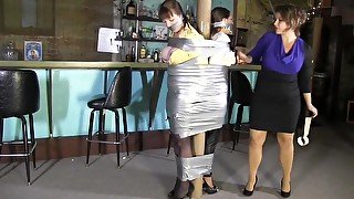 TWO GIRLS ARE DUCT TAPED AND GAGGED BY ONE LADY WOMAN