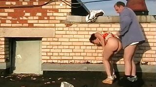 British amateur couple fuck on the roof