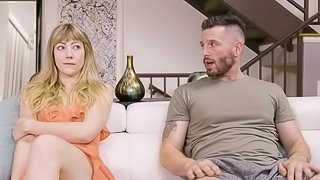 Blondie Ivy Wolf putting a throbbing wiener in her hungry mouth