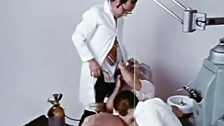 Wicked slender granny in the dentist office sucks dick