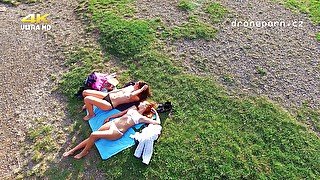 Teen on the nudist beach shoted by drone