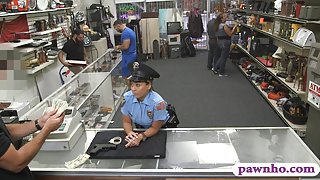 Huge boobs security officer pounded at the pawnshop