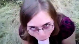 British slut outdoor cum swallow