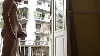 Greek Hotel Room jerking exhibitionism flashing