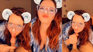 Snapchat Smiling Redhead in Glasses Sucking Cock till CIM POV