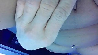 Tanning bed glass dildo masturbation