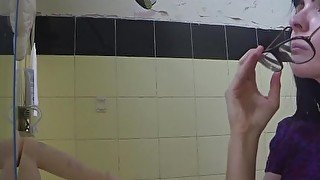 Marina masturbates in the bathroom