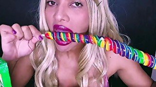 Asmr- dirty sucking on a lollipop, mix candy (Rainbow, Dubble Bubble, Jolly Rancher, Cherry Canes) S