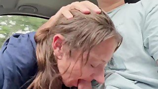 Crackhead road head. This slut polishes my knob while driving.