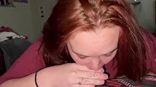 slut sucks dick and gets load blown on face