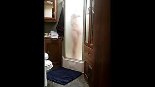 Step dad left bathroom door open