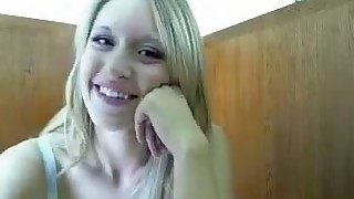 Sassy blonde touches her appetizing tits