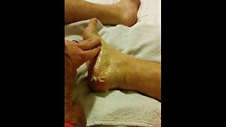 Sexy verbal guy cums on feet