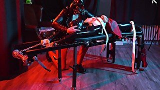 Heavy Rubber Masked German Latexgirl Stretched And Tickled