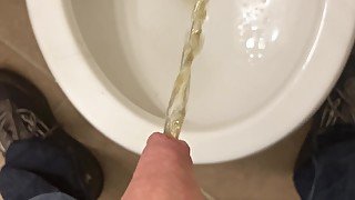 Pissing 4 Ways - very hairy uncut white dick up close peeing compilation