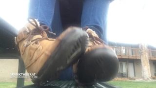 femdom public trampling and boot worship pov