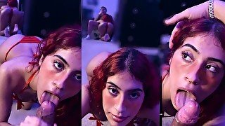 Petite red hair Latina POV Blowjob