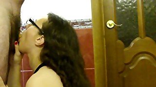 Passionate, hot, deep blowjob, ending on the face, from a hot mom