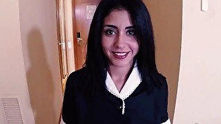 FullVideoCumReal. I offer money to this hotel maid of Arab ethnicity to have sex with me in private