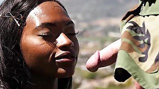 OUT OF THE FAMILY - Ebony Babe Wants Her Pussy Stretched By Her Military Stepdad's HUGE Cock