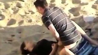 Nude Beach - Hot Redhead Blowjob filmed by Voyeur