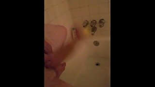 Stroking my hard cock in shower